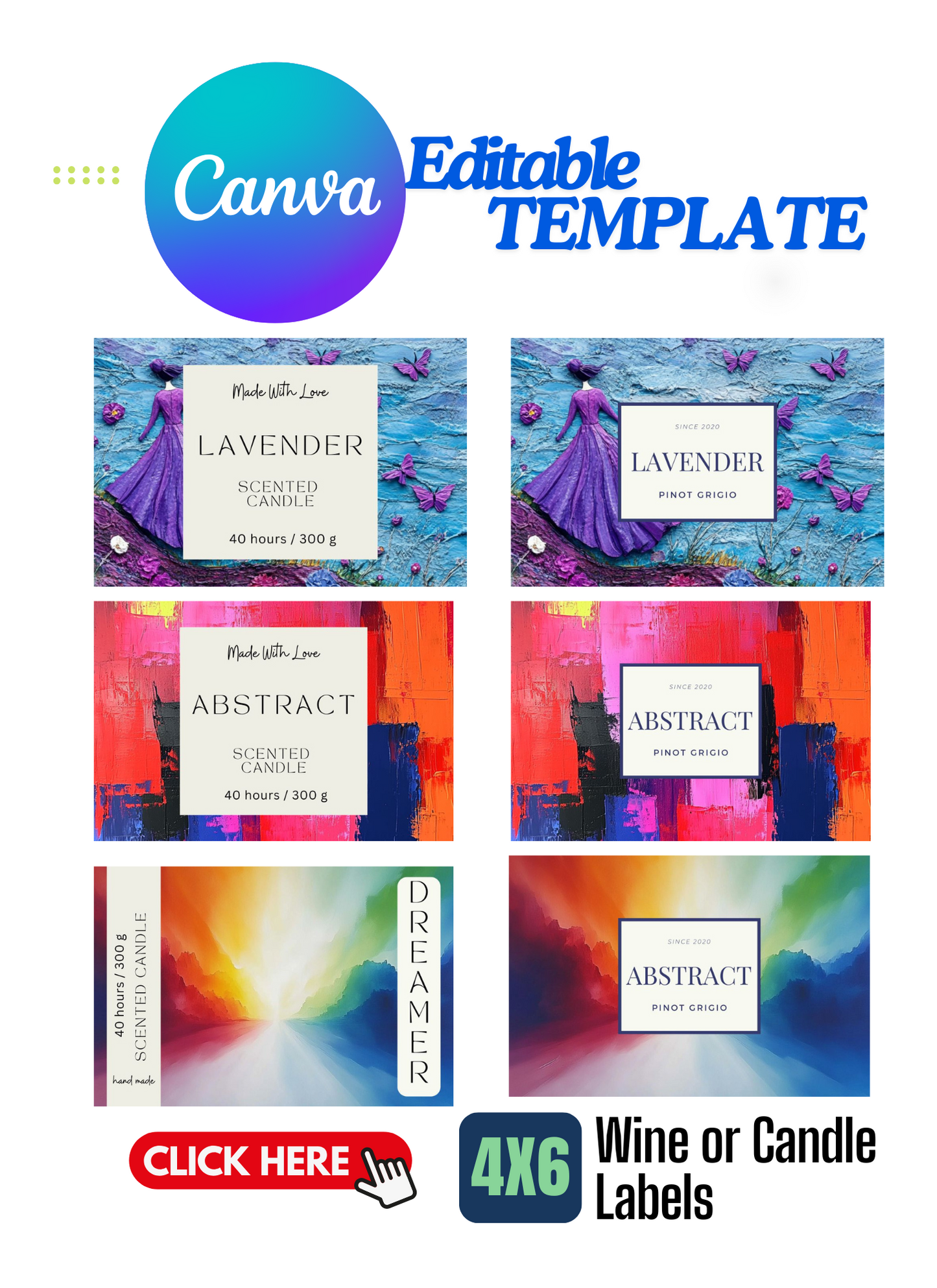 4x6 Wine or Candle Customizable Template